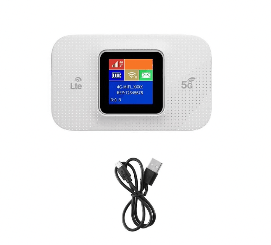 Modem WIFI de buzunar 4/5G LTE, ambrasmart, Alb, Cu baterie si sloturi de card, Conexiune multipla, Ecran LCD, Type C - imagine 8